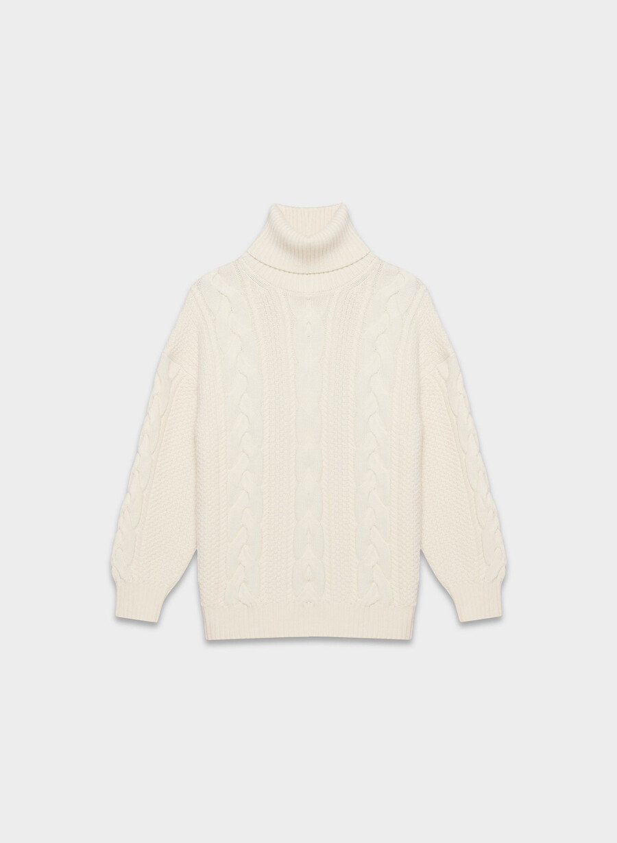 heritage knit merino wool turtleneck whisper white
