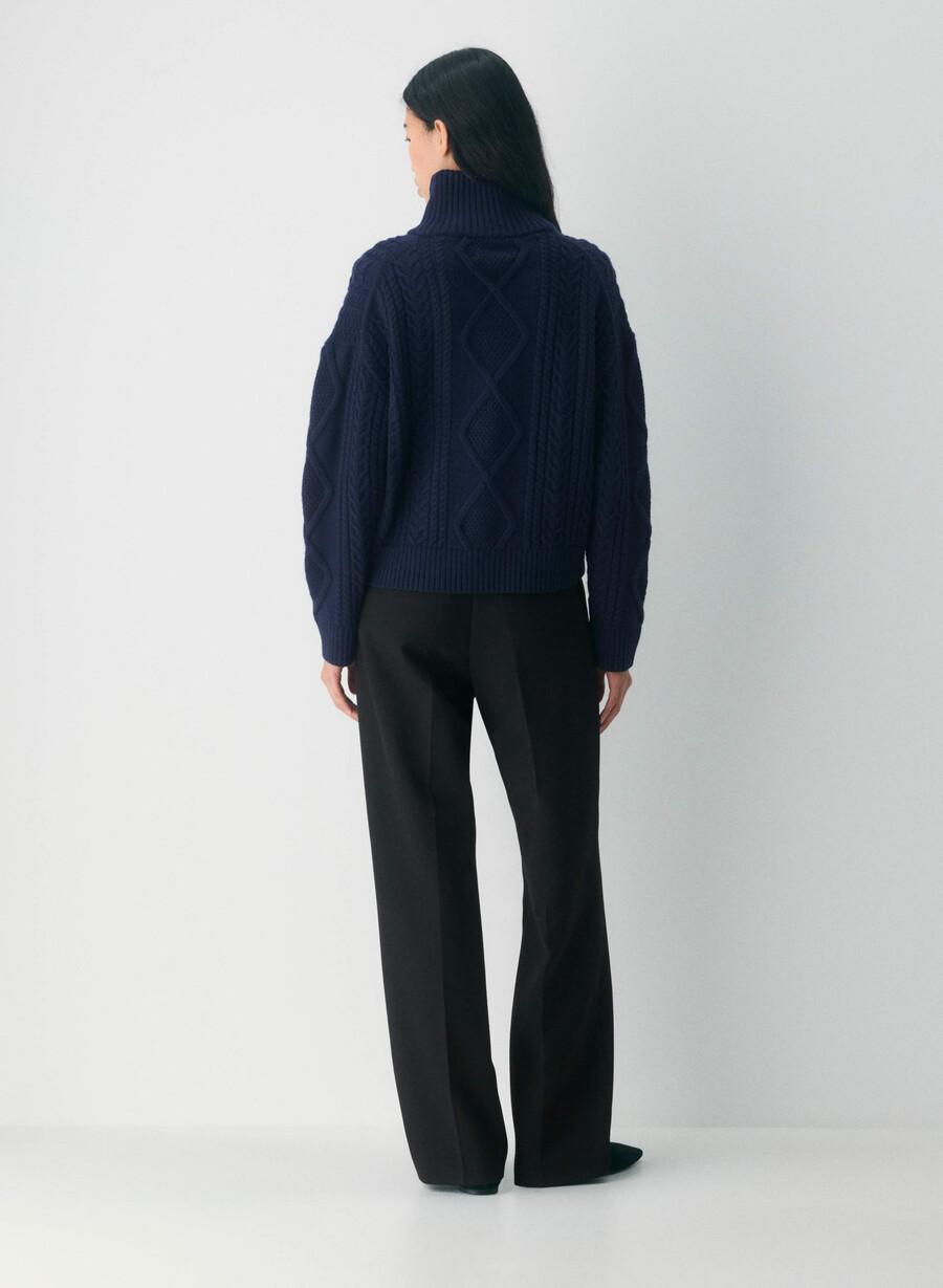 heritage knit merino wool hi-hip turtleneck heather nomad taupe