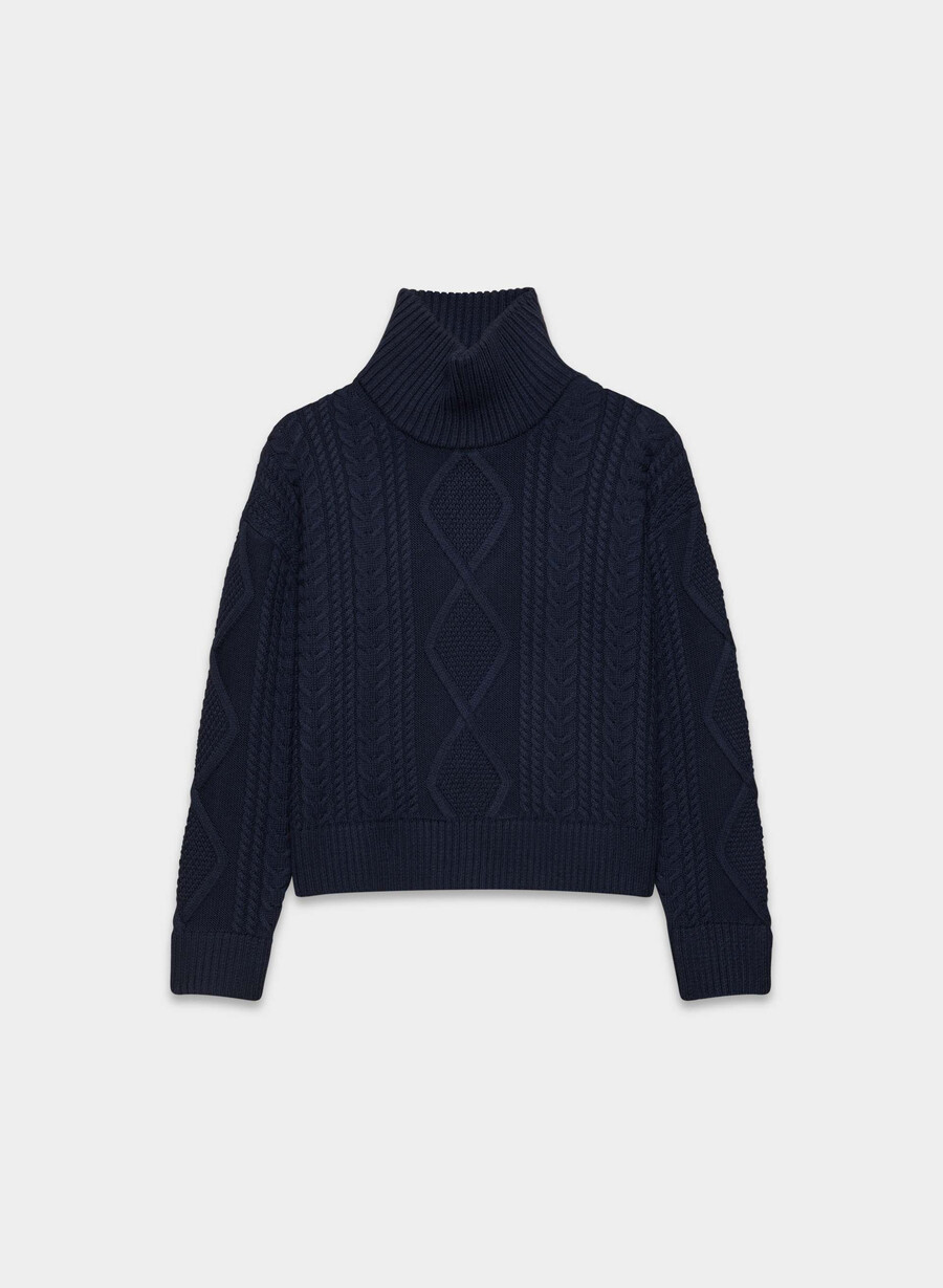 heritage knit merino wool hi-hip turtleneck heather nomad taupe