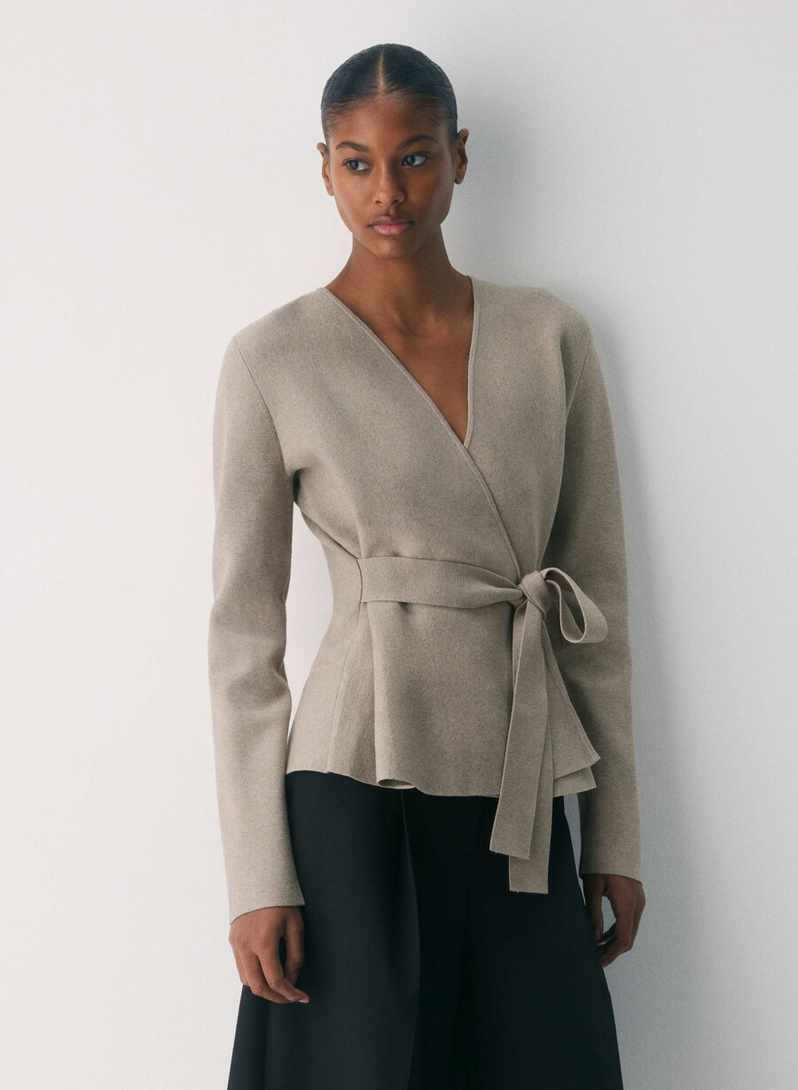 commuter cardigan - wonder yarn heather nomad taupe