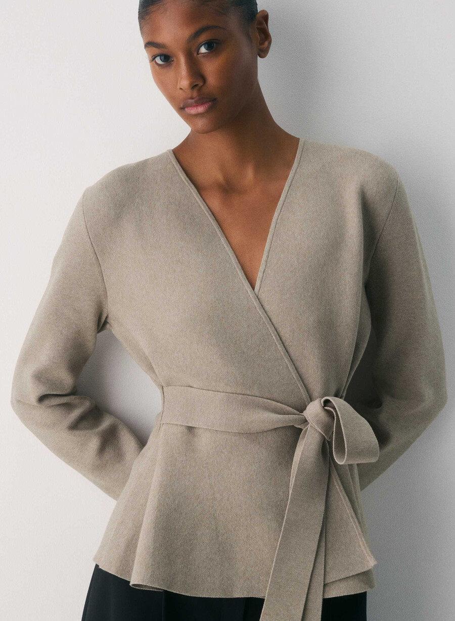 commuter cardigan - wonder yarn heather nomad taupe