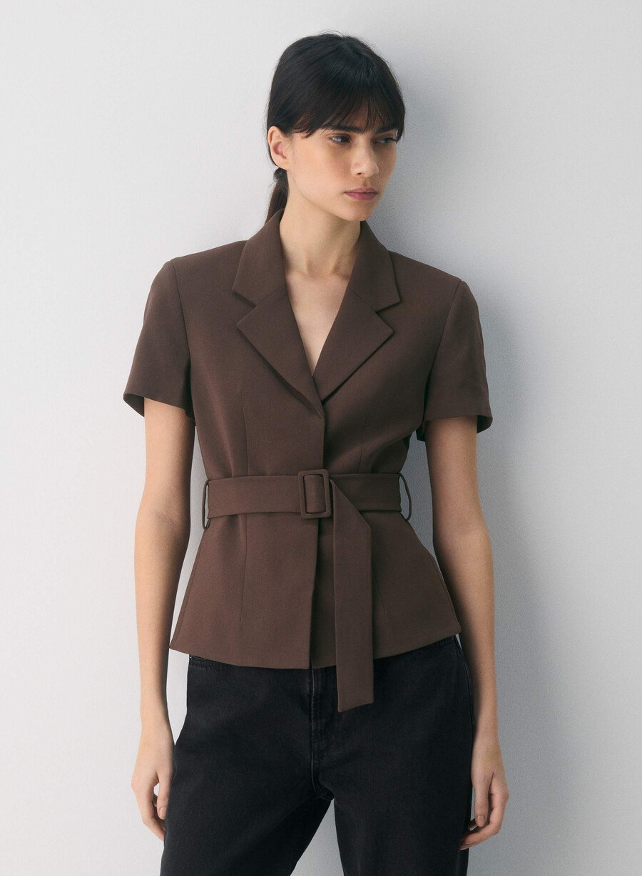 brynn jacket - sway crepe rich mocha brown