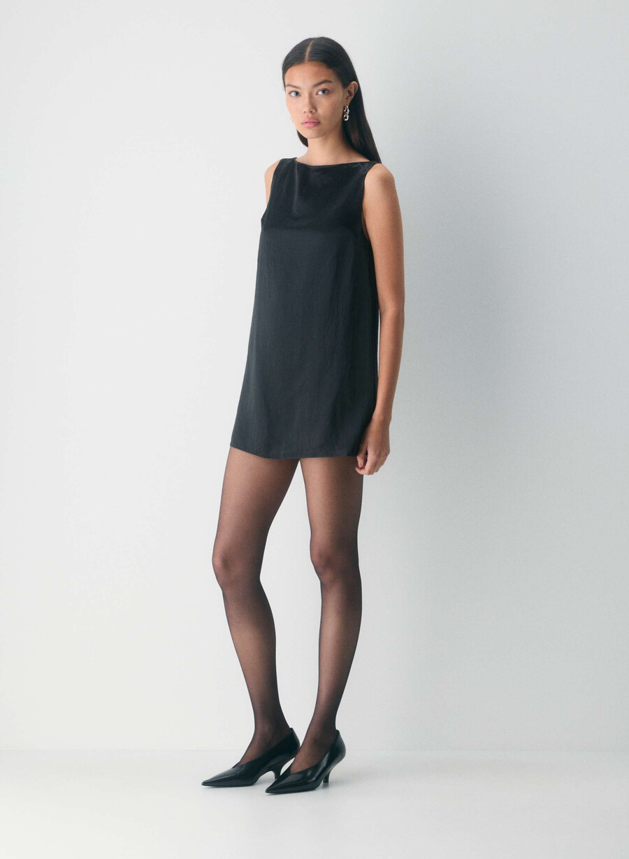 era satin dress black