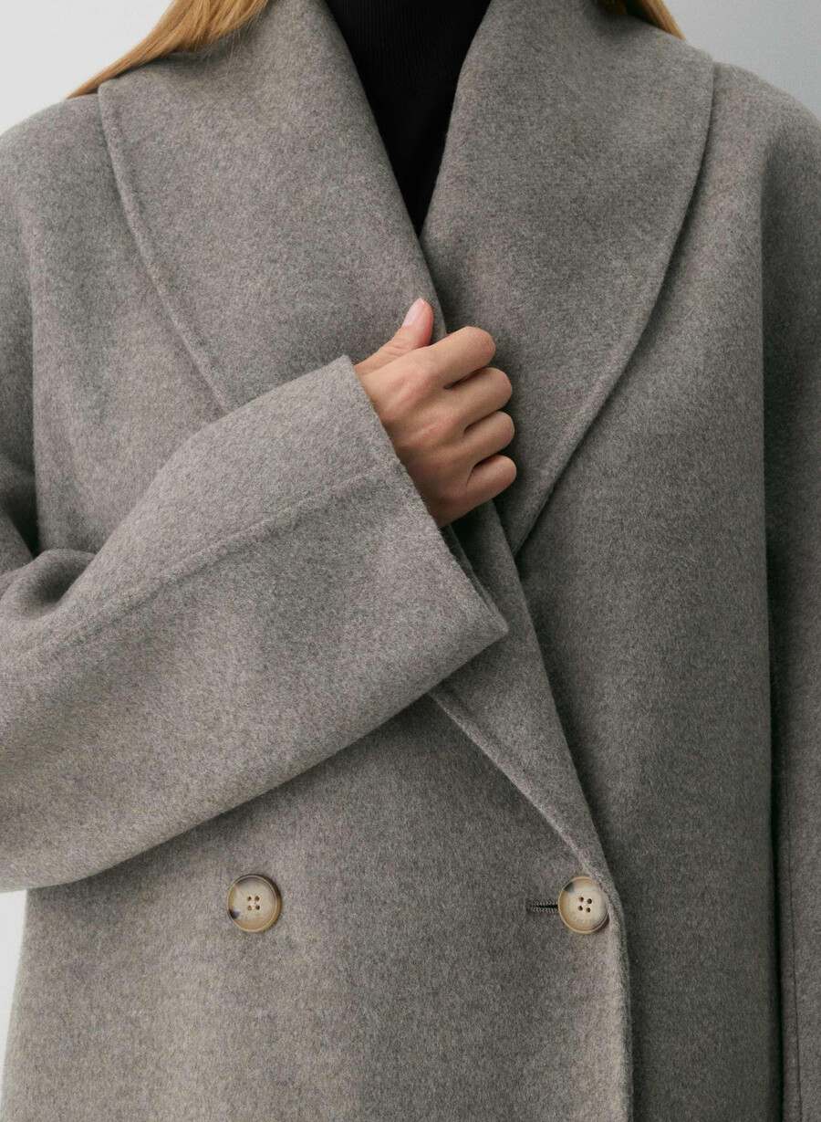 the mezzanine double-faced coat - luxe rewool heather matte pearl
