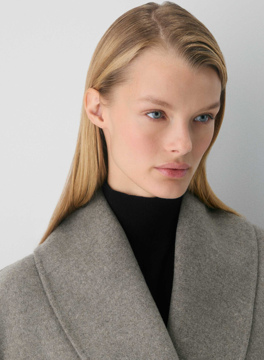 the mezzanine double-faced coat - luxe rewool heather matte pearl