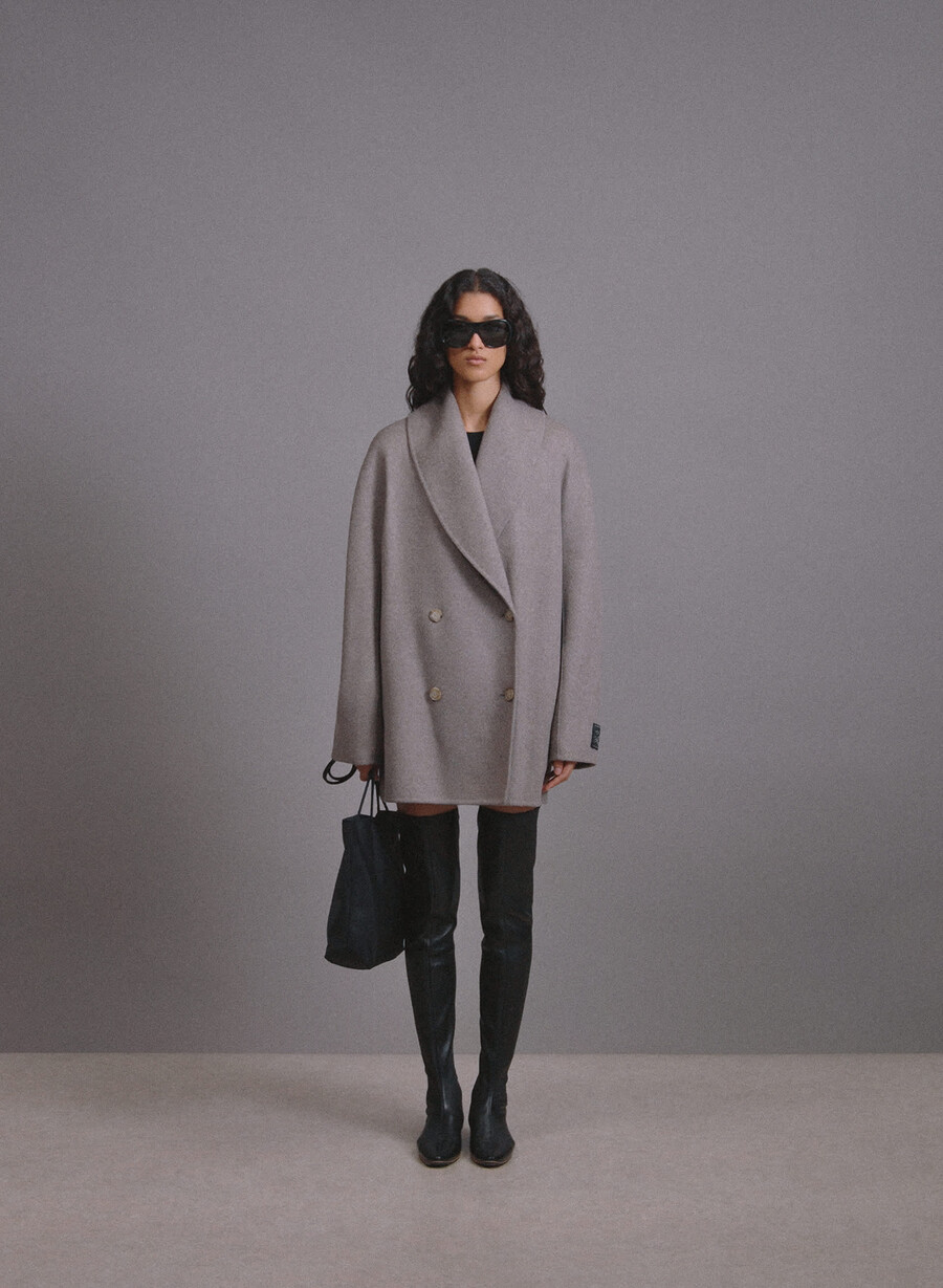 the mezzanine double-faced coat - luxe rewool heather matte pearl