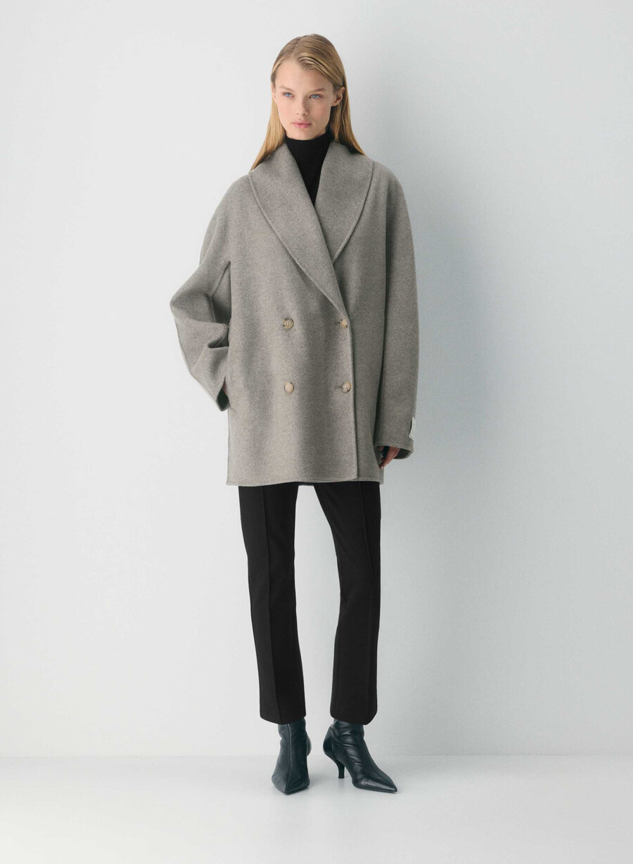 the mezzanine double-faced coat - luxe rewool heather matte pearl