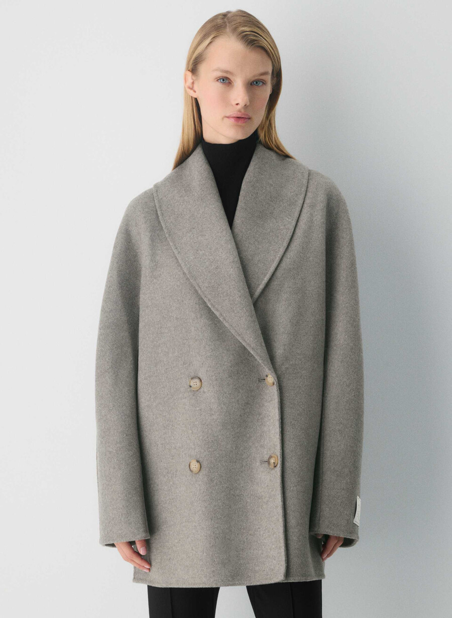 the mezzanine double-faced coat - luxe rewool heather matte pearl