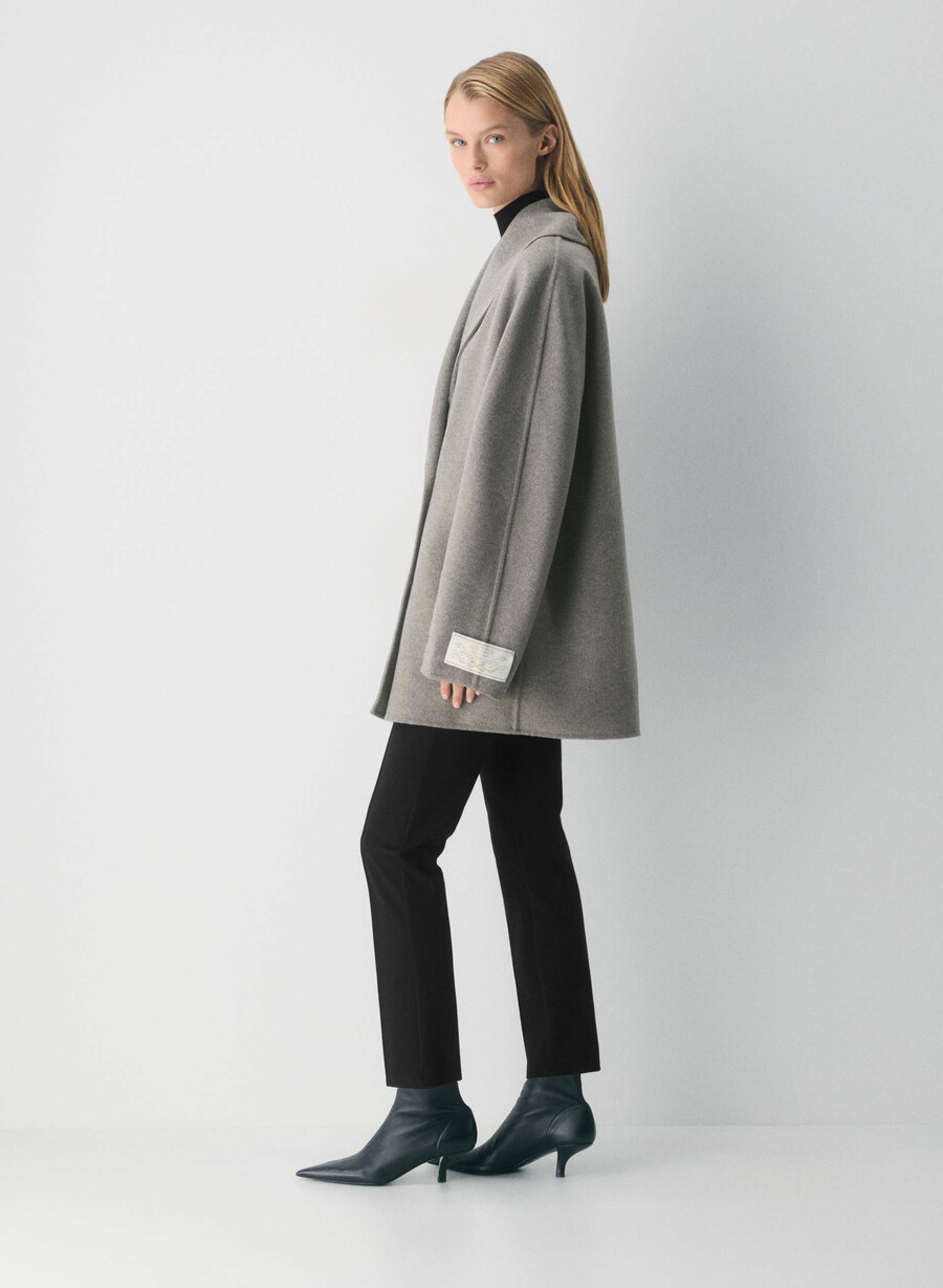 the mezzanine double-faced coat - luxe rewool heather matte pearl