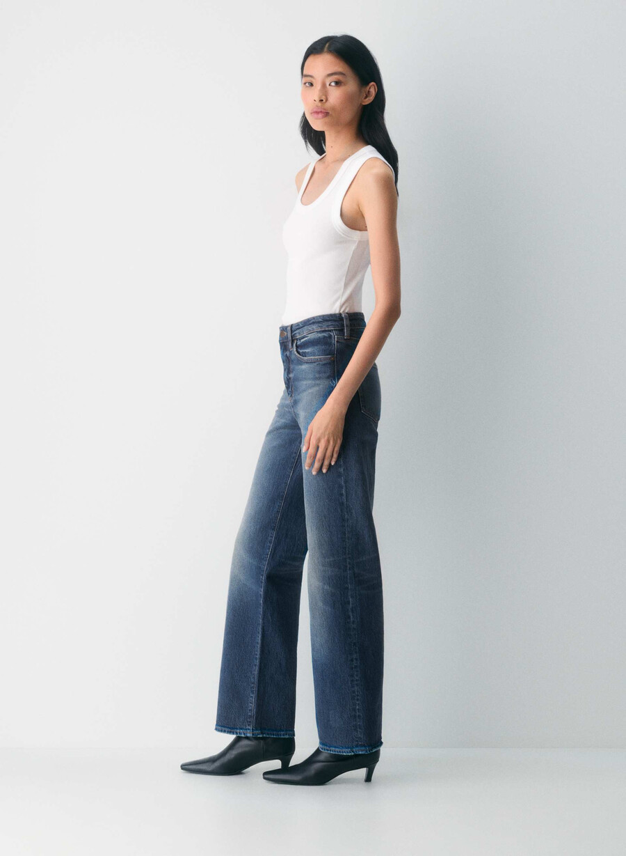 denim forum remy hi-rise wide jean vintage dark blue