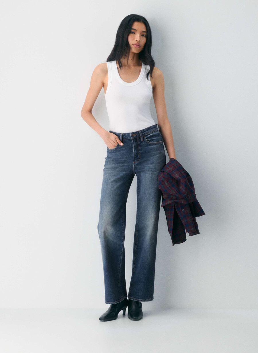denim forum remy hi-rise wide jean vintage dark blue