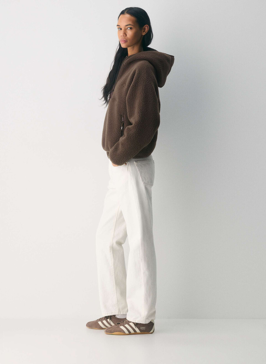 polartec thermal pro 12 zip hi-hip hoodie rich mocha brown
