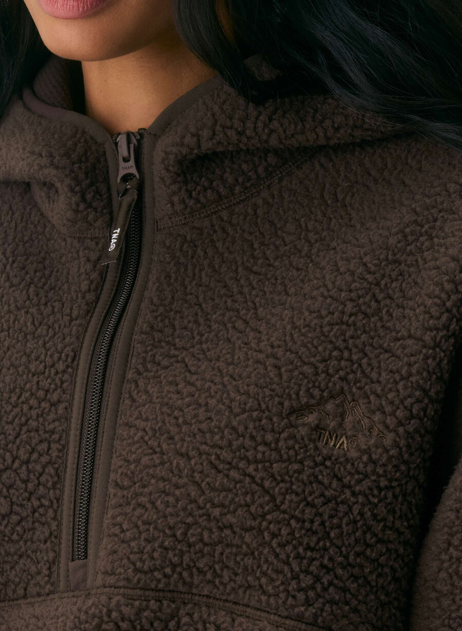 polartec thermal pro 12 zip hi-hip hoodie rich mocha brown
