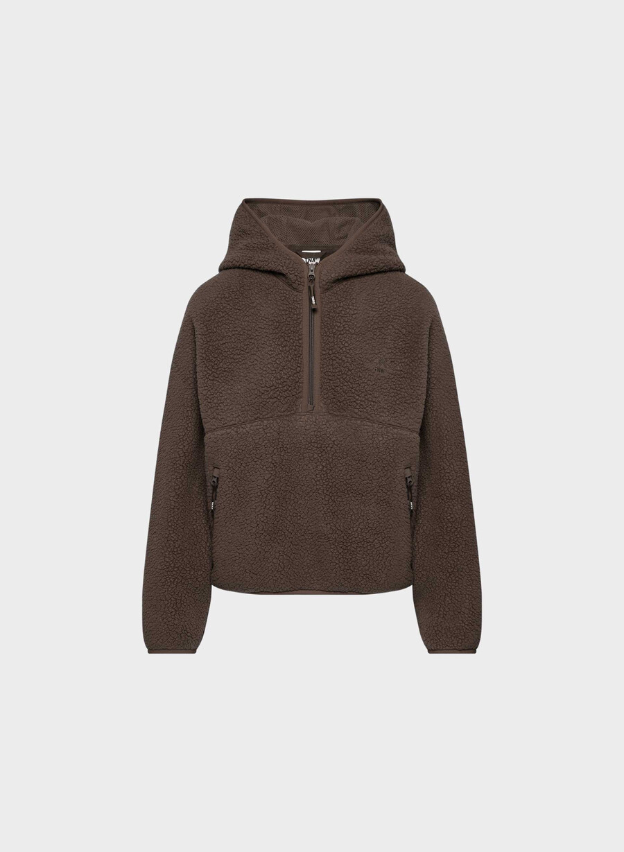 polartec thermal pro 12 zip hi-hip hoodie rich mocha brown