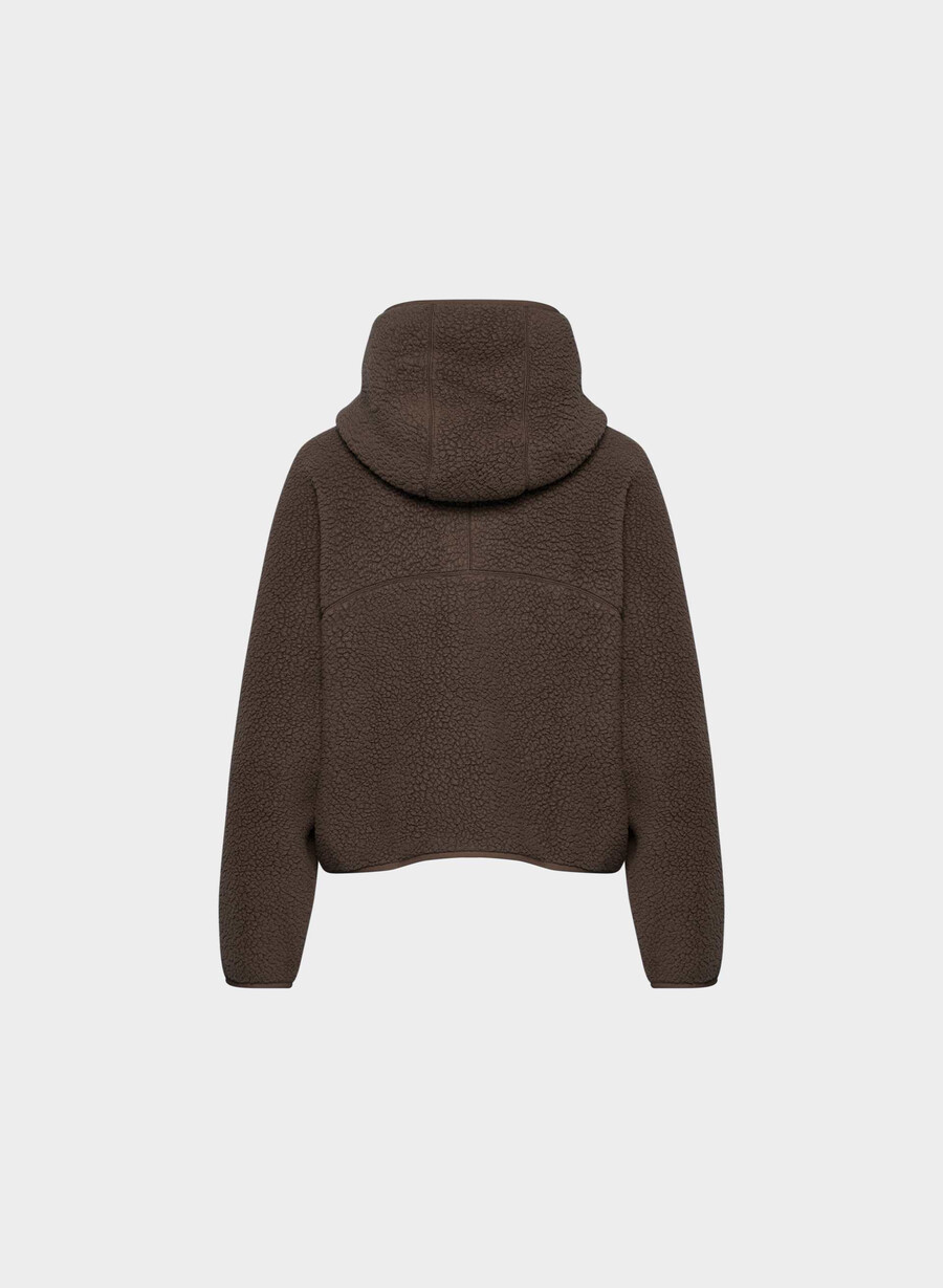 polartec thermal pro 12 zip hi-hip hoodie rich mocha brown