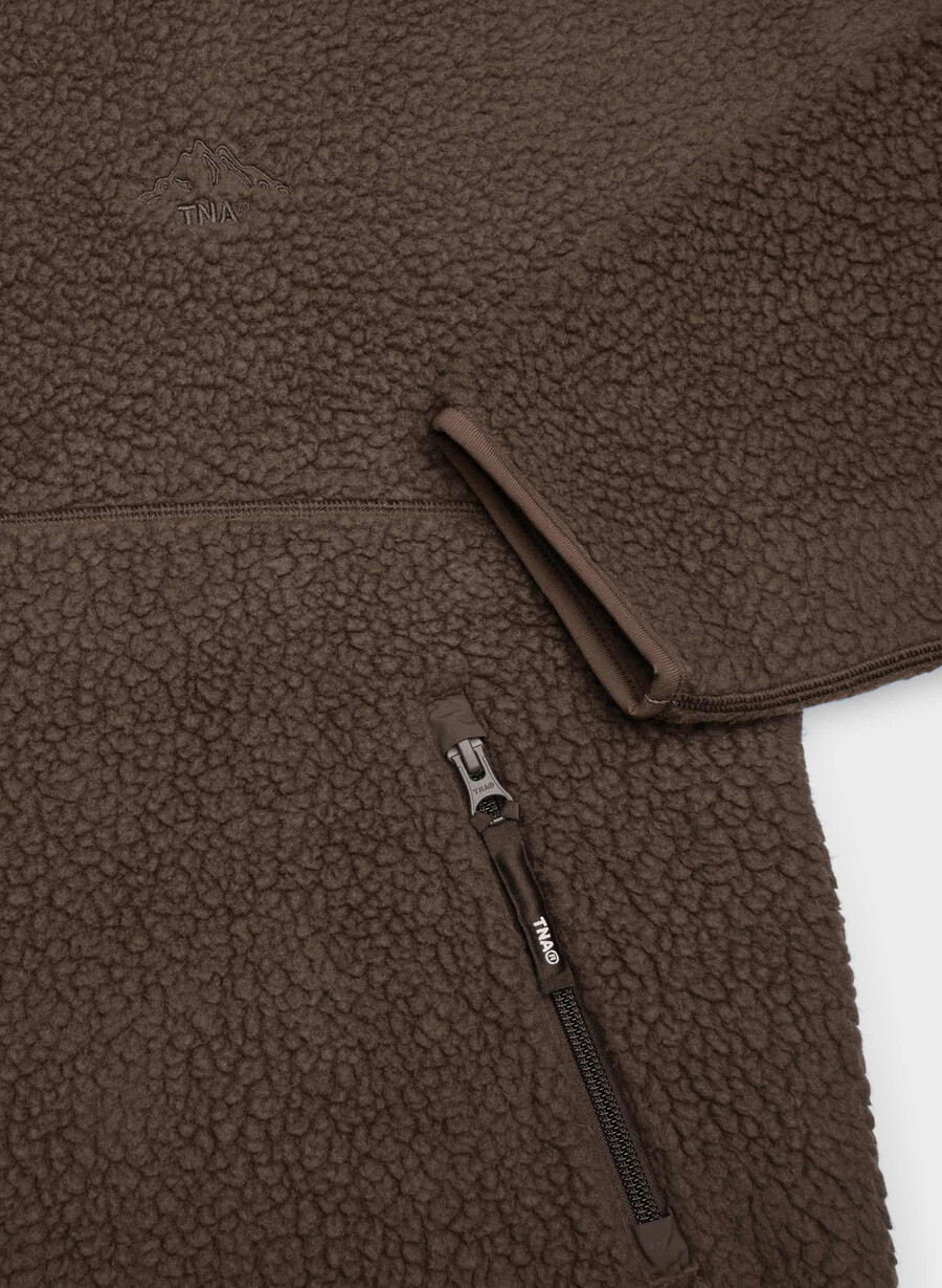 polartec thermal pro 12 zip hi-hip hoodie rich mocha brown