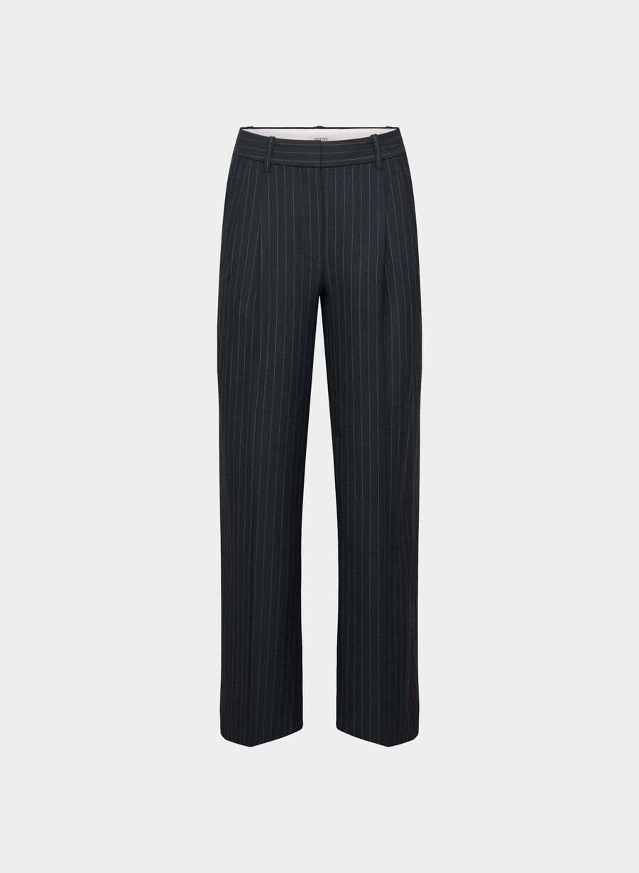 the effortless pant - twill blk strp dk nt nvyg