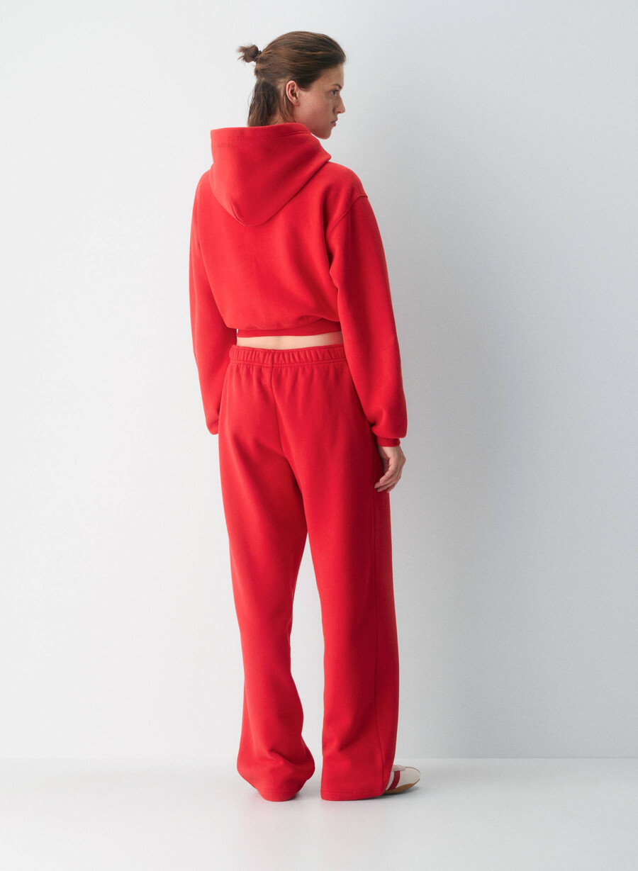 cozy sweatfleece perfect crop hoodie flashing red