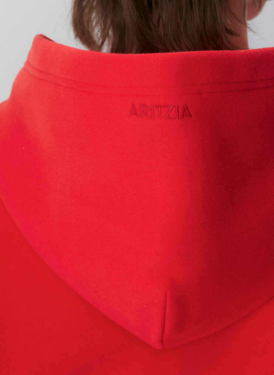 cozy sweatfleece perfect crop hoodie flashing red