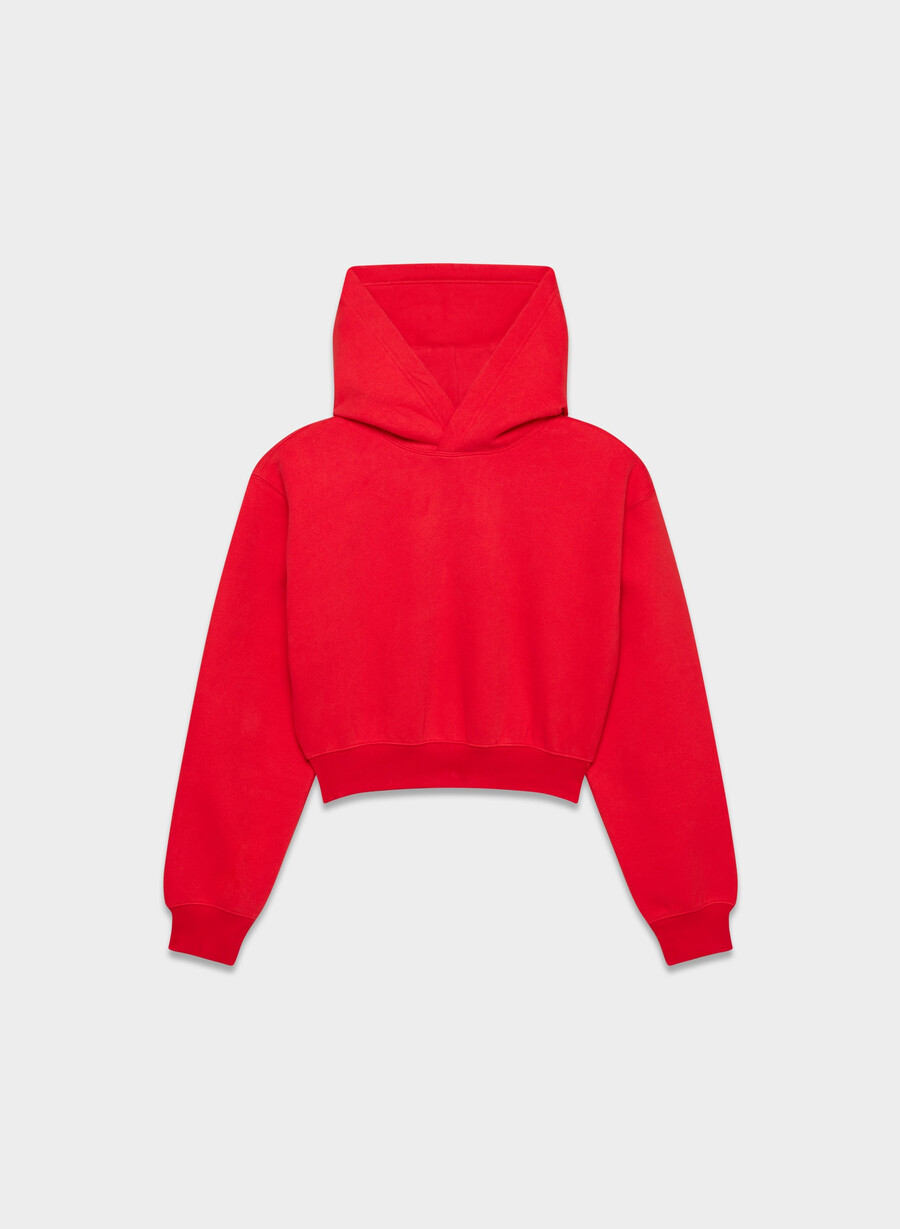 cozy sweatfleece perfect crop hoodie flashing red