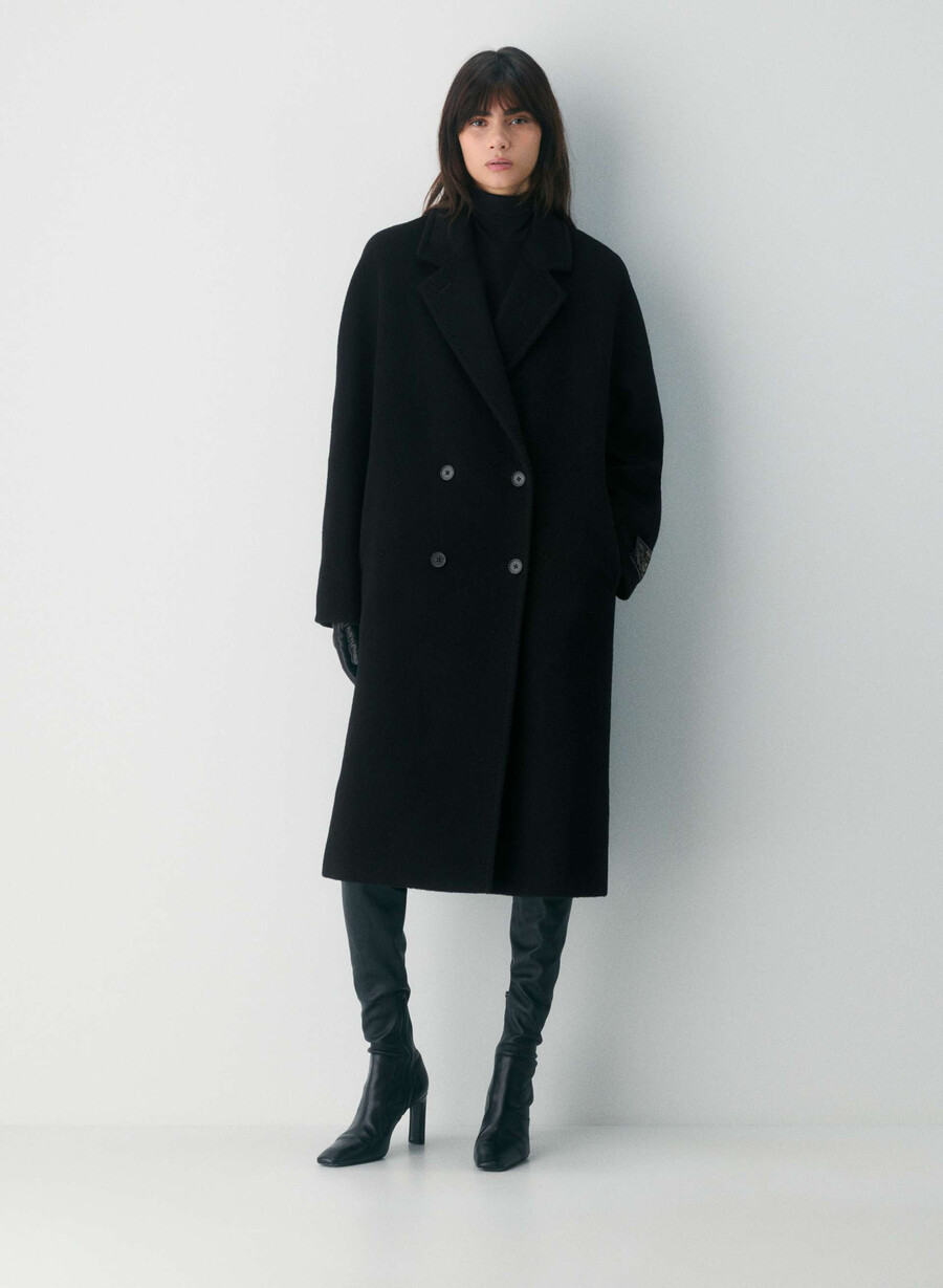 the slouch coat - recamel wool black