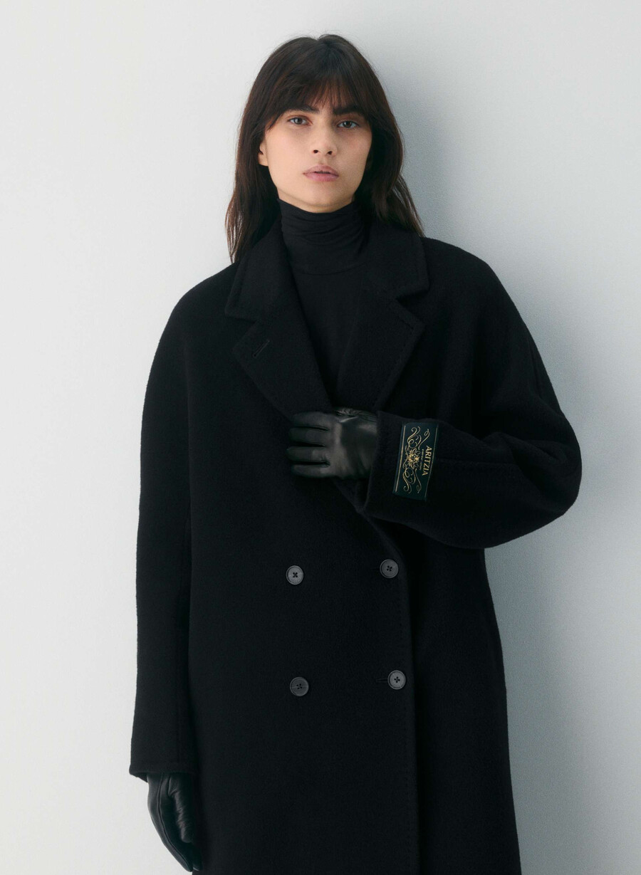 the slouch coat - recamel wool black