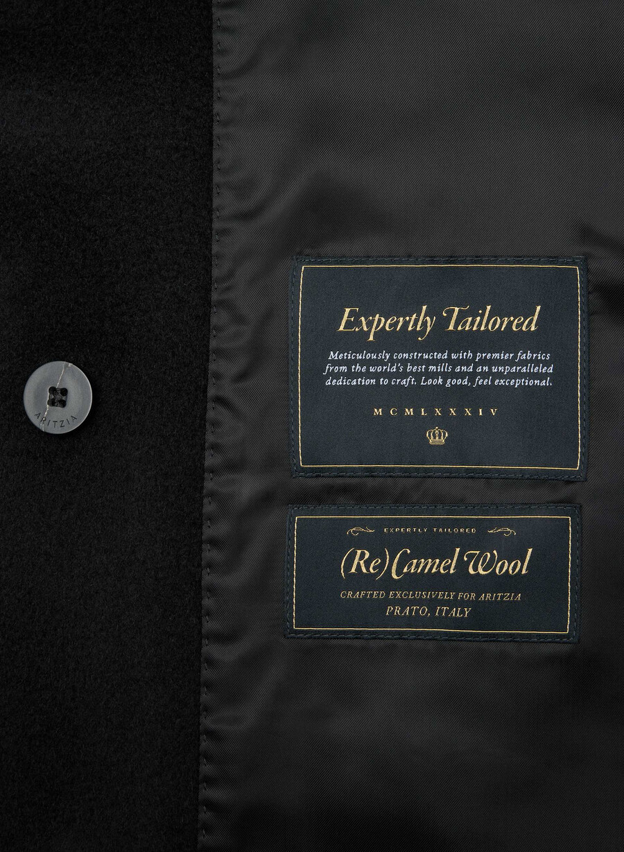 the slouch coat - recamel wool black