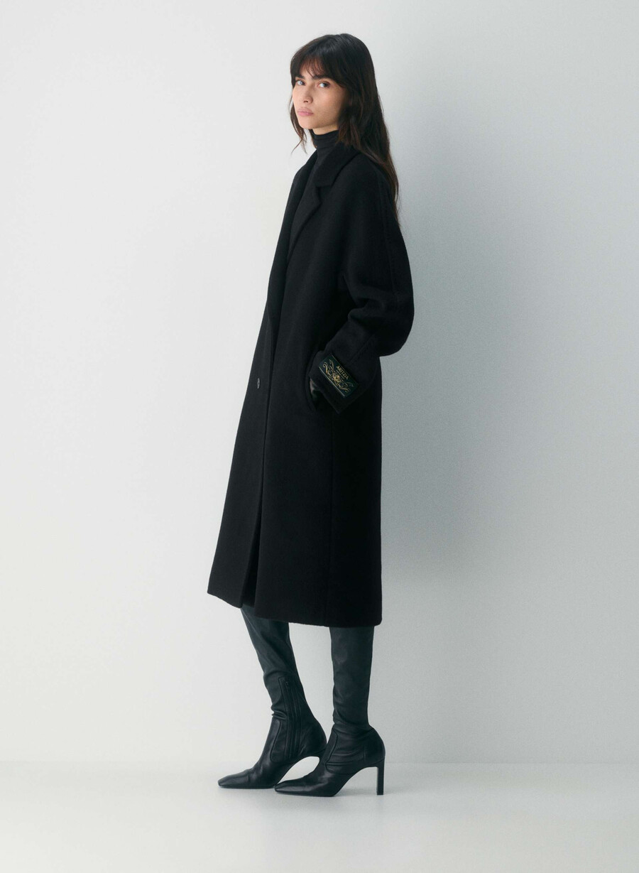 the slouch coat - recamel wool black