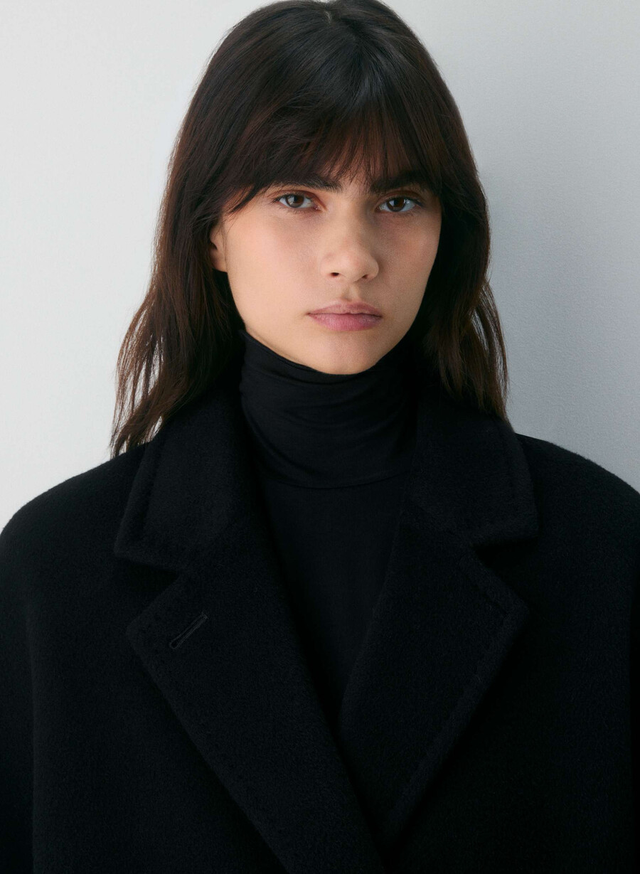 the slouch coat - recamel wool black