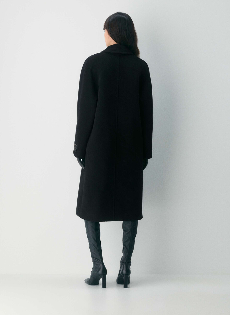 the slouch coat - recamel wool black