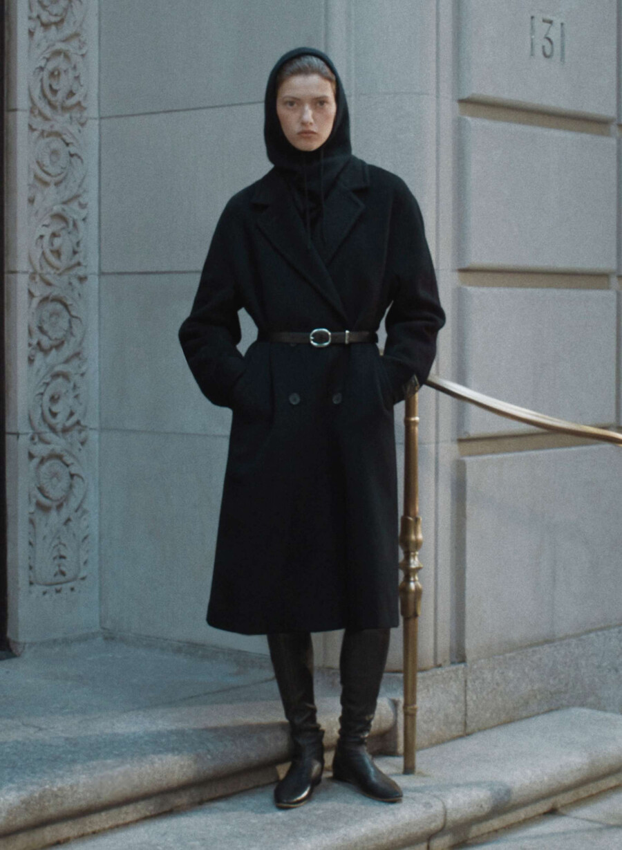 the slouch coat - recamel wool black