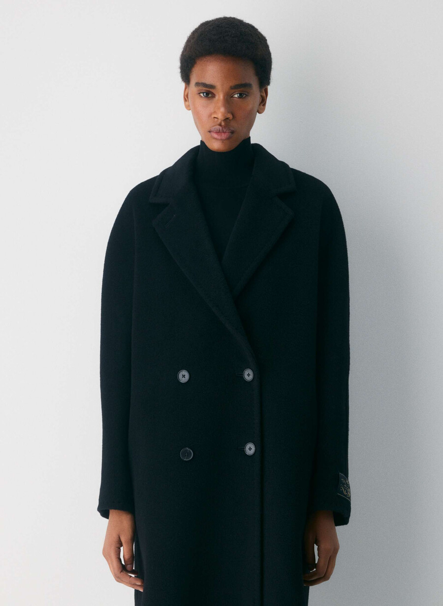 the slouch coat - soft wool cashmere black