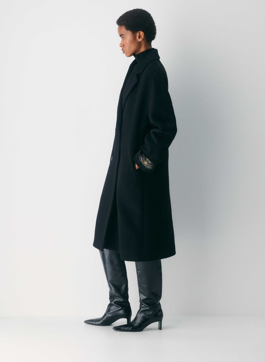 the slouch coat - soft wool cashmere black