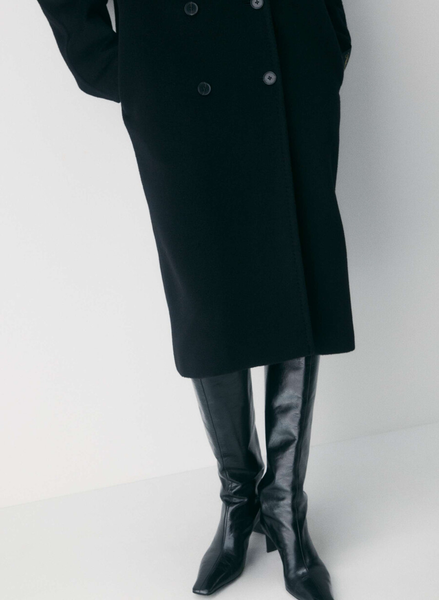 the slouch coat - soft wool cashmere black