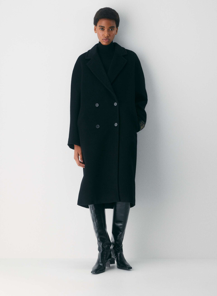 the slouch coat - soft wool cashmere black