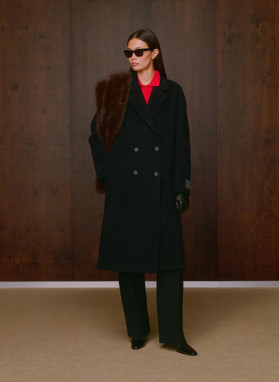 the slouch coat - soft wool cashmere black