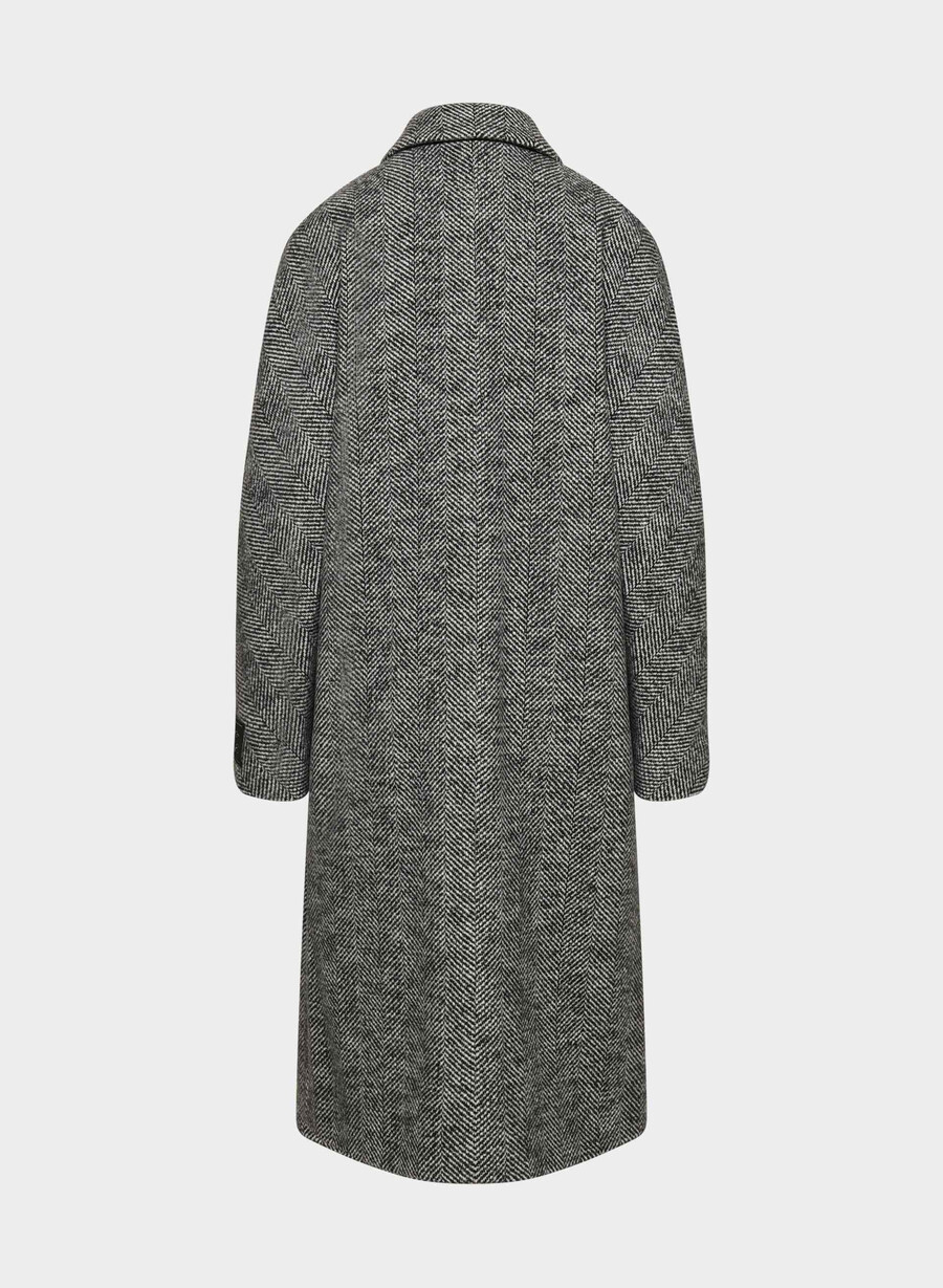 the slouch coat - soft wool cashmere herringbone blkwht