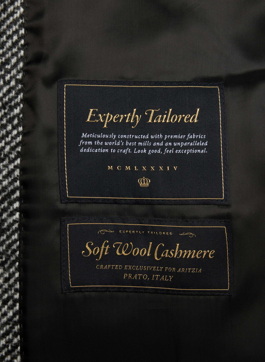 the slouch coat - soft wool cashmere herringbone blkwht