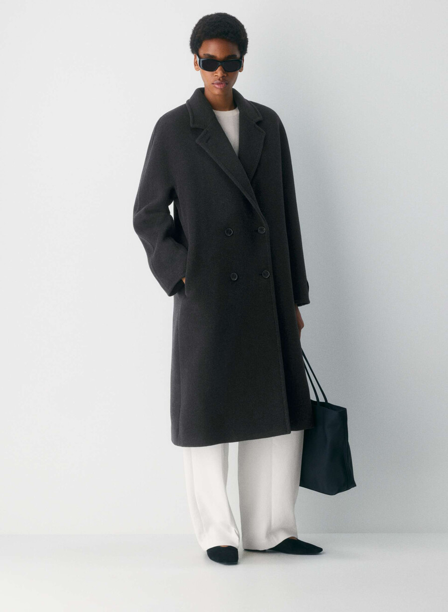 the slouch coat - soft wool cashmere heather black