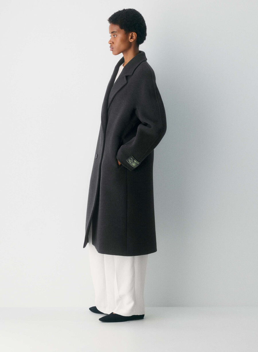 the slouch coat - soft wool cashmere heather black