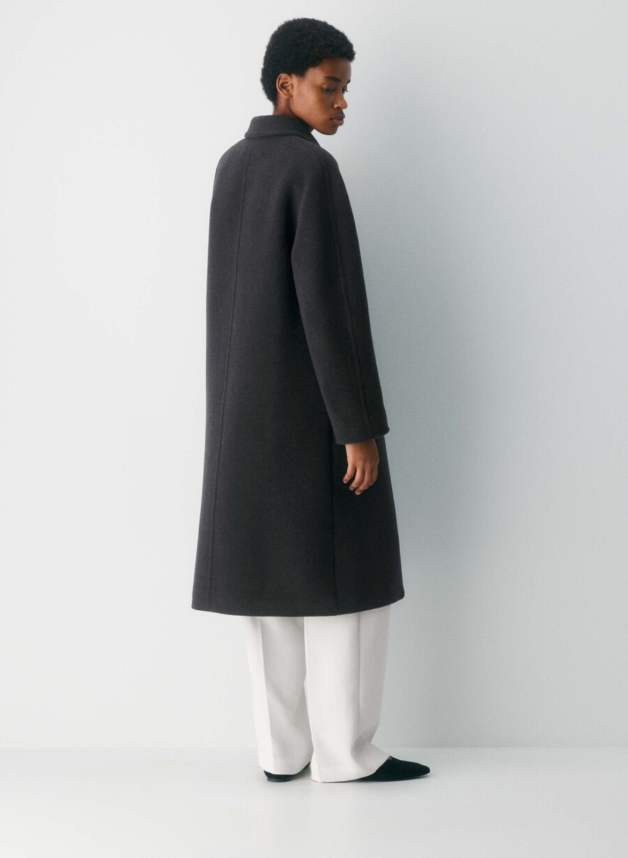 the slouch coat - soft wool cashmere heather black