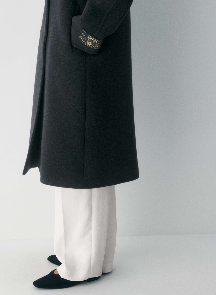 the slouch coat - soft wool cashmere heather black