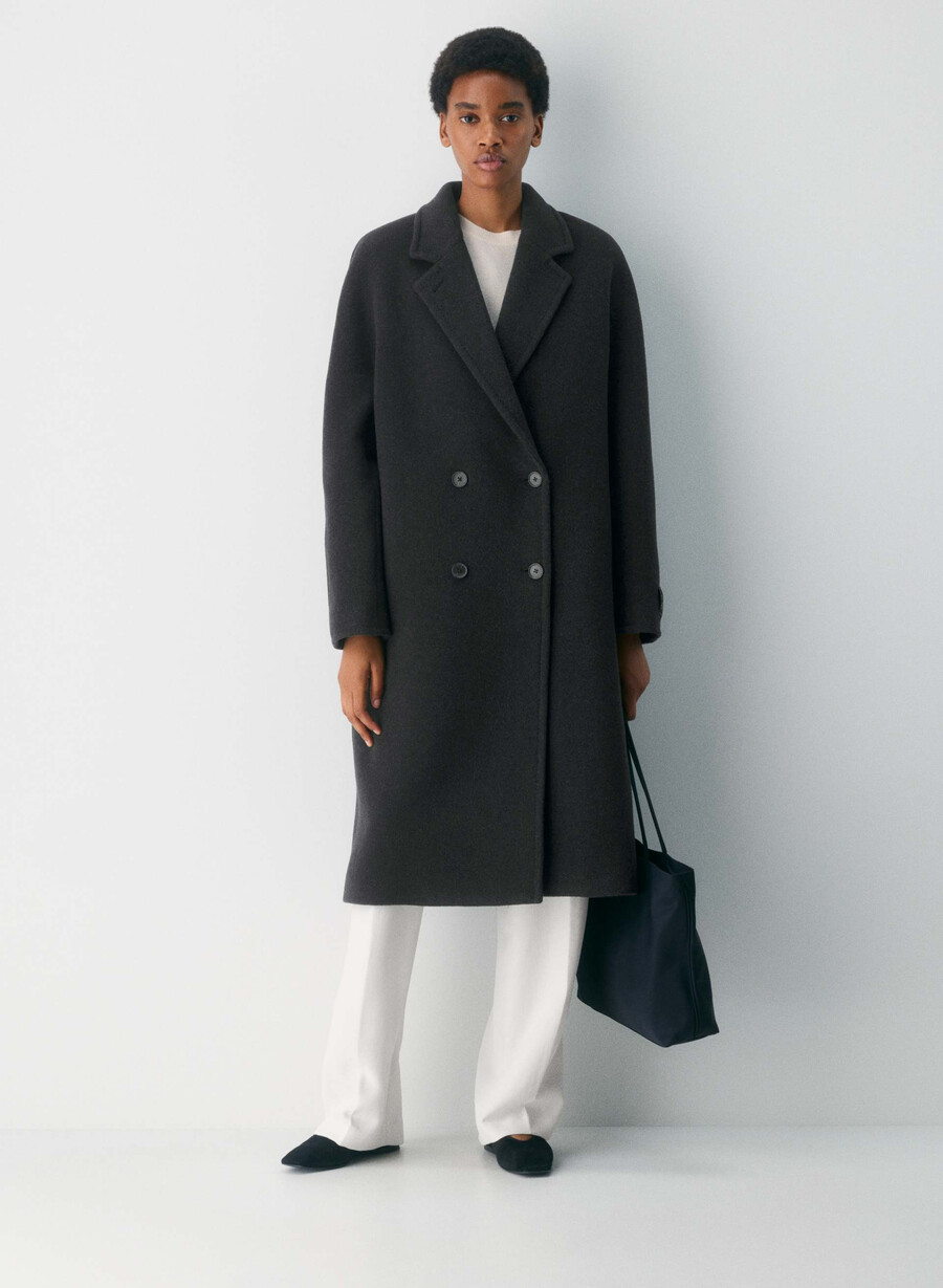 the slouch coat - soft wool cashmere heather black