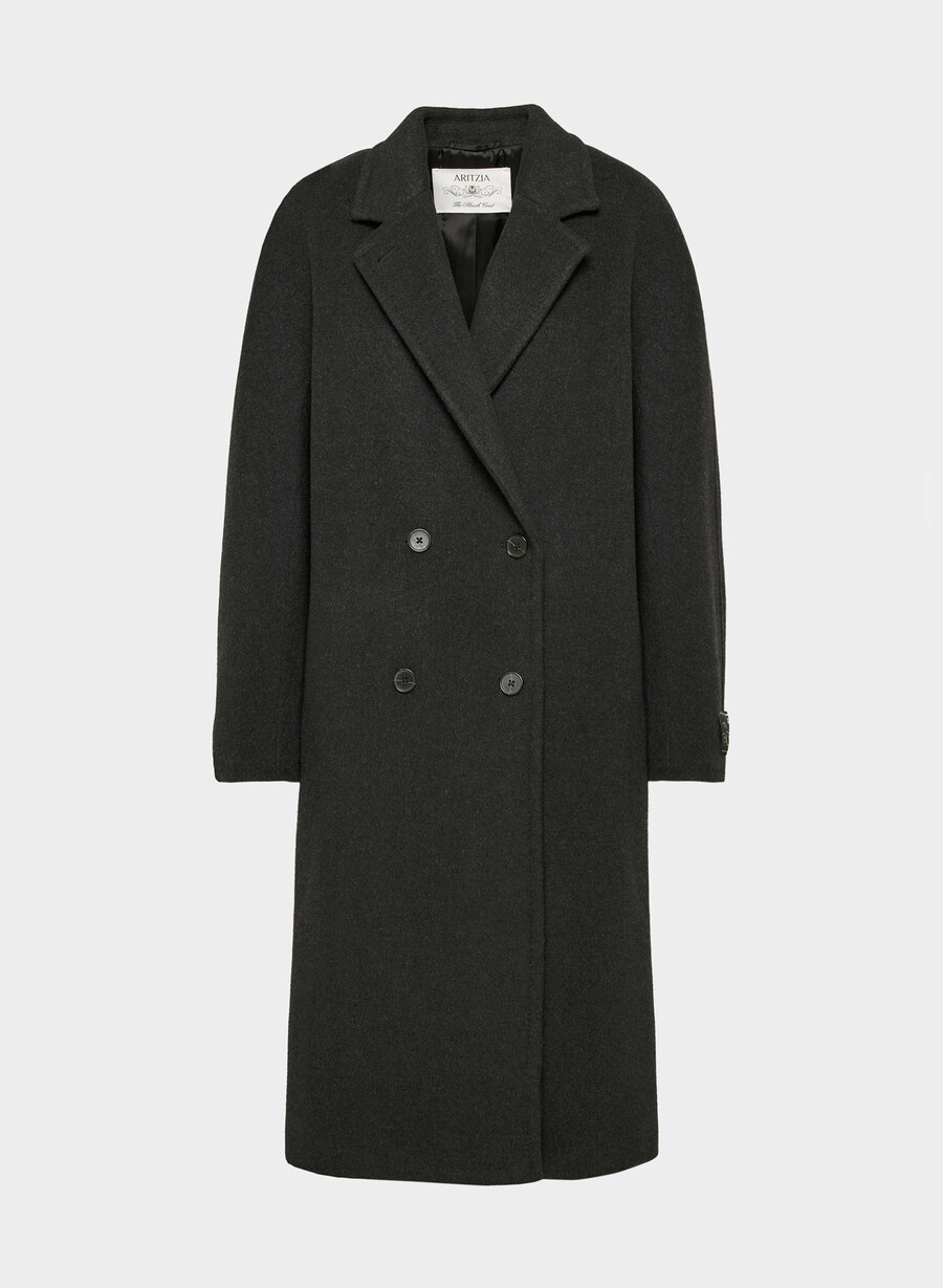 the slouch coat - soft wool cashmere heather black