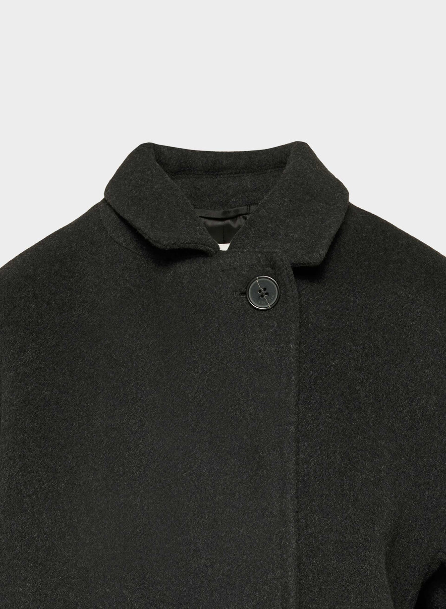 the slouch coat - soft wool cashmere heather black
