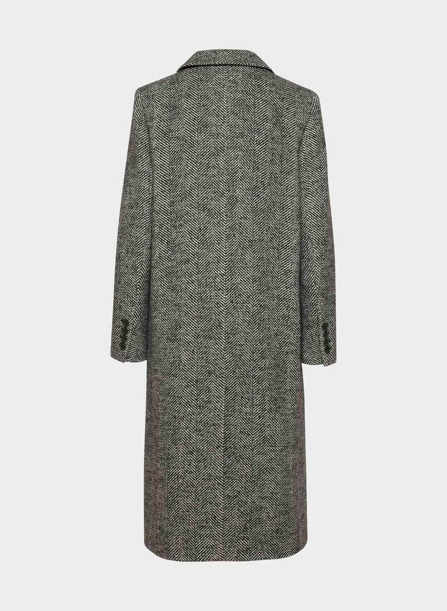 the constant coat - soft wool cashmere herringbone blkwht