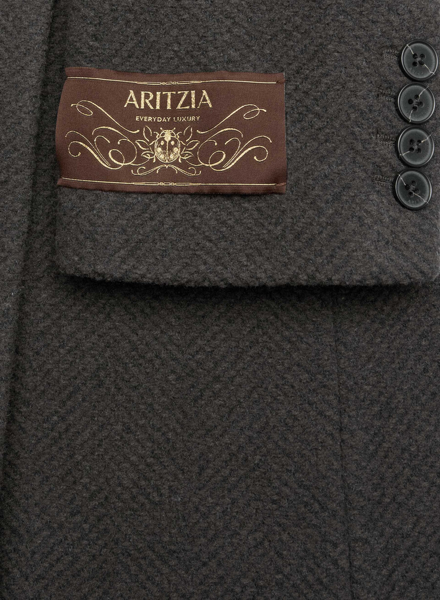the constant coat - soft wool cashmere herringbone r m brblk