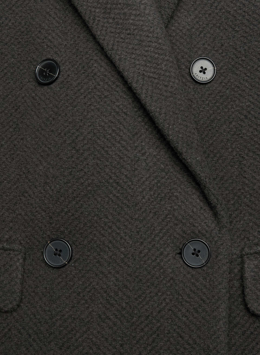 the constant coat - soft wool cashmere herringbone r m brblk