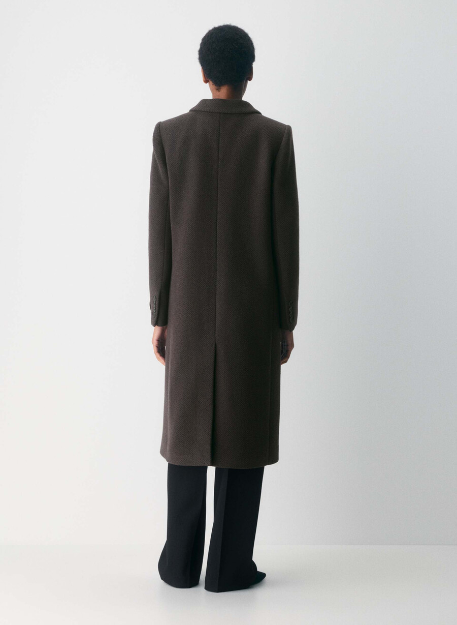 the constant coat - soft wool cashmere herringbone r m brblk