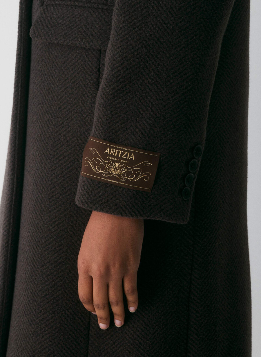 the constant coat - soft wool cashmere herringbone r m brblk